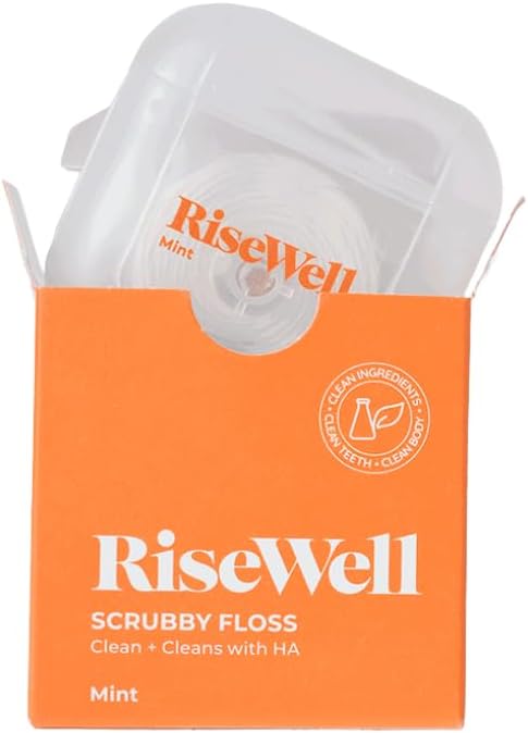 Scrubby Expanding Floss, Gentle PFAS Free Dental Floss,Mint Waxed, 30 Yards