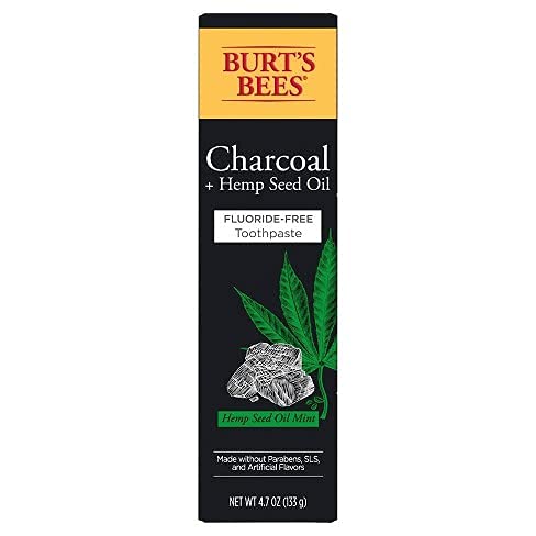 Burt's Bees Toothpaste, Natural Flavor, Charcoal with Fluoride Toothpaste, Mountain Mint, 3 x 4.7oz