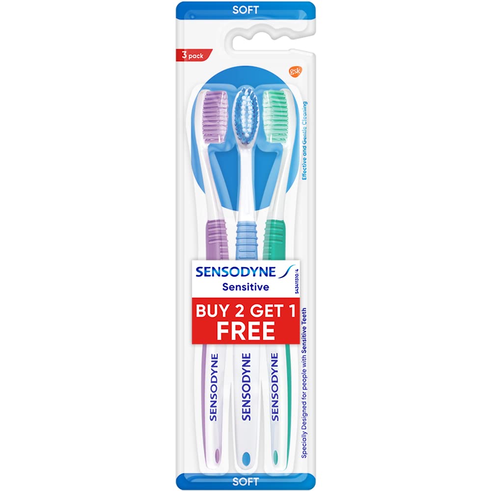 Sensodyne Sensitive Toothbrush Soft Sensitive Teeth, 3 Count (Pack of 2)