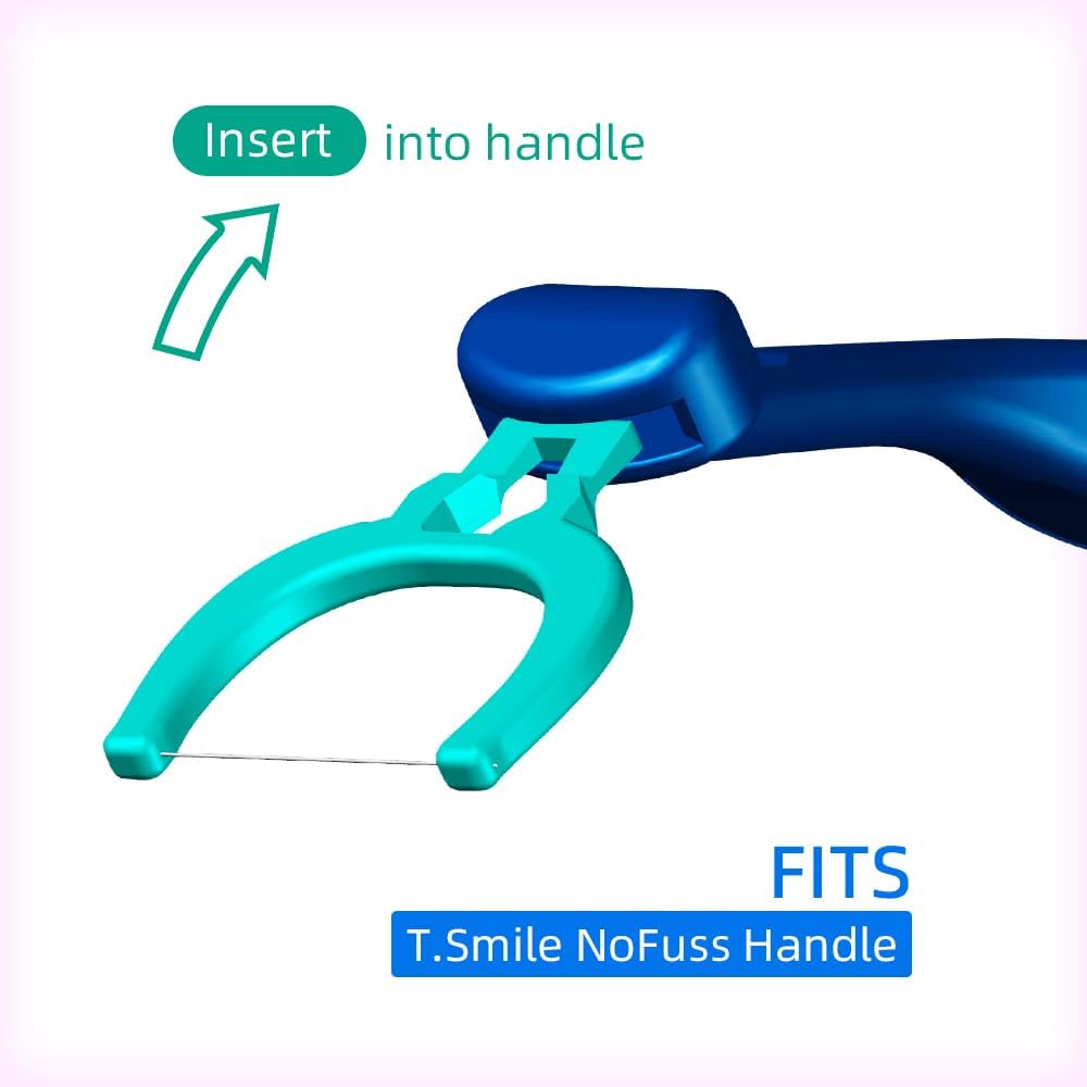 T.Smile NoFuss Dental Flosser Refill Heads, Extra Strength Floss for Comfortable Clean, Fluoride Free, (200 Extra-Strength Floss Refills, Handle Not Included)