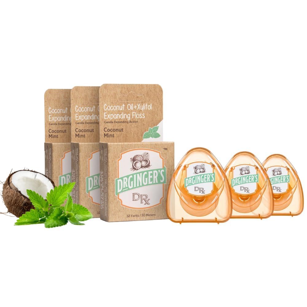 Dr. Ginger’s Expanding Dental Floss with Coconut Oil, Coconut Mint, 3 Pack
