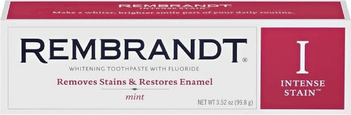 REMBRANDT Intense Stain Whitening Toothpaste With Fluoride, Removes Tough Stains, Rehardens And Strengthens Enamel, 3.5 Ounce - (Pack of 2)