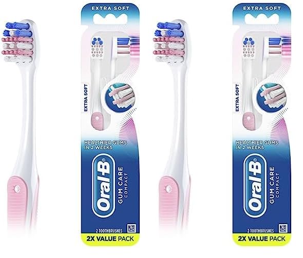 Oral-B Gum Care Sensitive toothbrushes, 2 Count tootbrush Extra Soft, Gentle on Teeth, Gentle on Gums, Extra Soft Tooth Brush, Compact Toothbrush