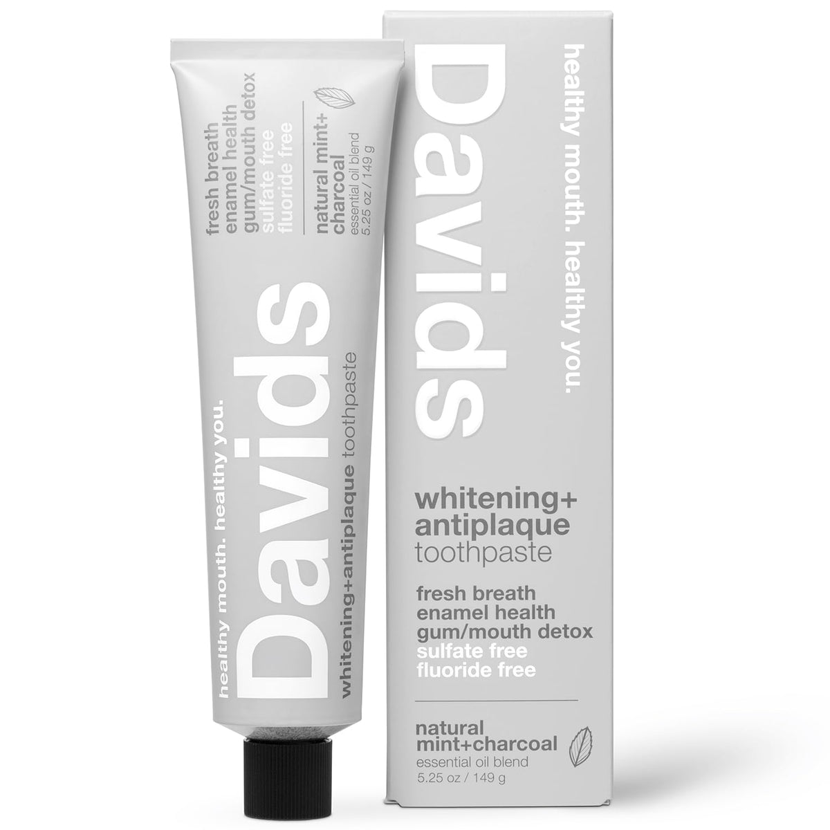 Davids Fluoride Free Toothpaste Teeth Whitening SLS Free Spearmint 5.25oz