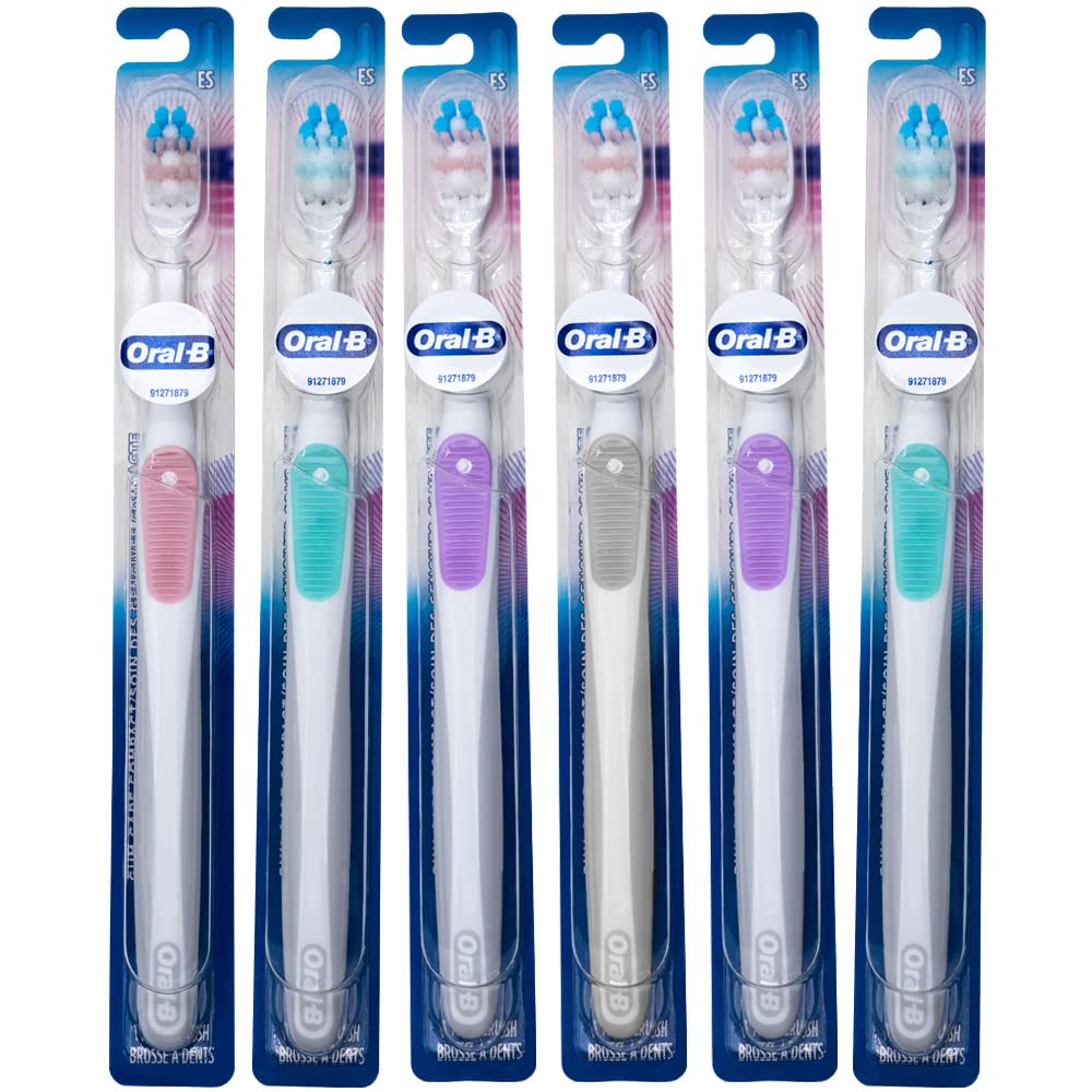 Oral-B Gum Care Extra Soft Toothbrush for Sensitive Teeth and Gums, Compact Small Head, (Colors Vary) - Pack of 3