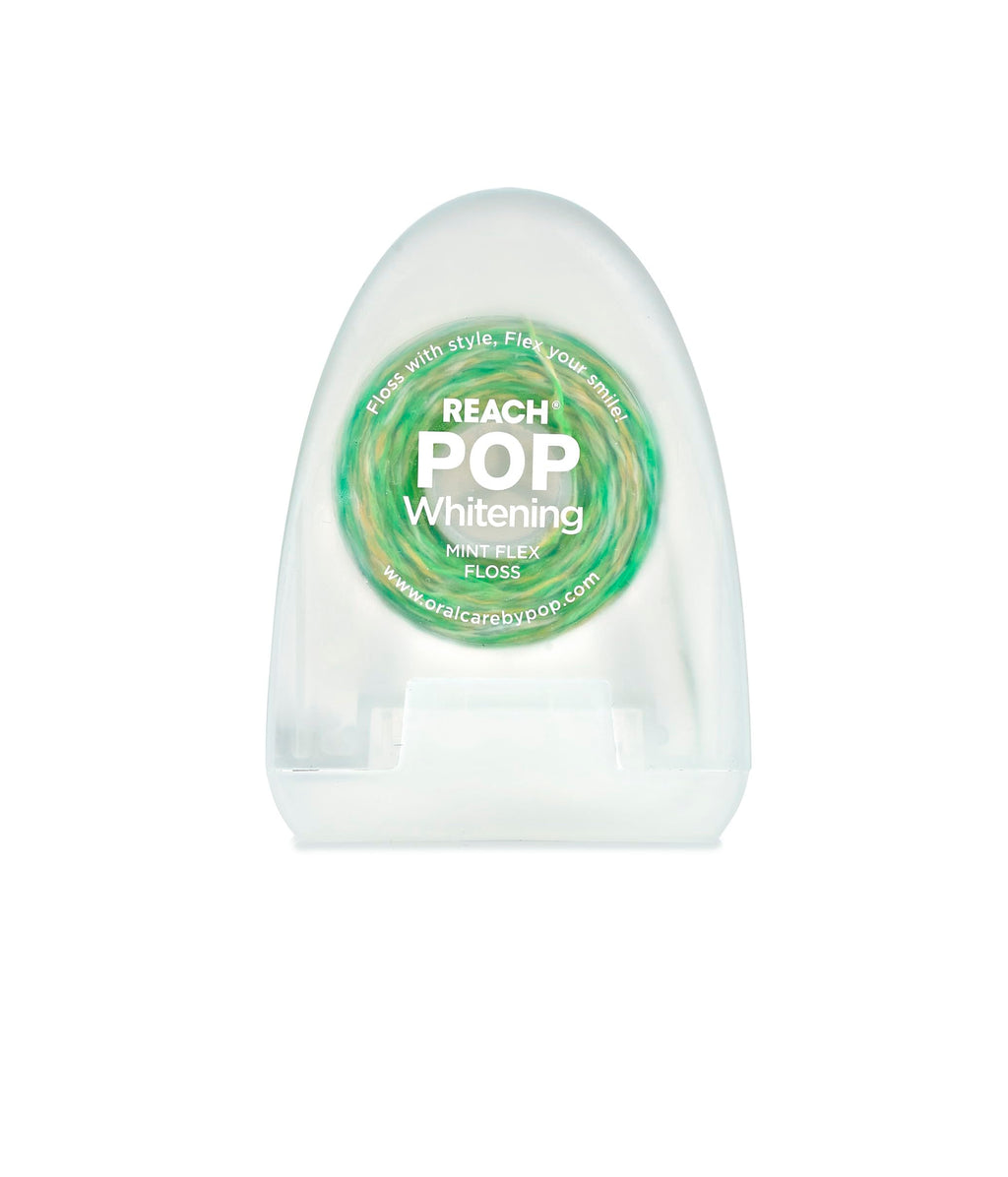 REACH POP Whitening Dental Floss, Peppermint, Baking Soda Infused, Teeth Whitening, Plaque Remover for Teeth, Shred Resistant, Vegan Wax, Cruelty Free, Oral Care, PFAS Free, 1 Pack, 54.6 yd