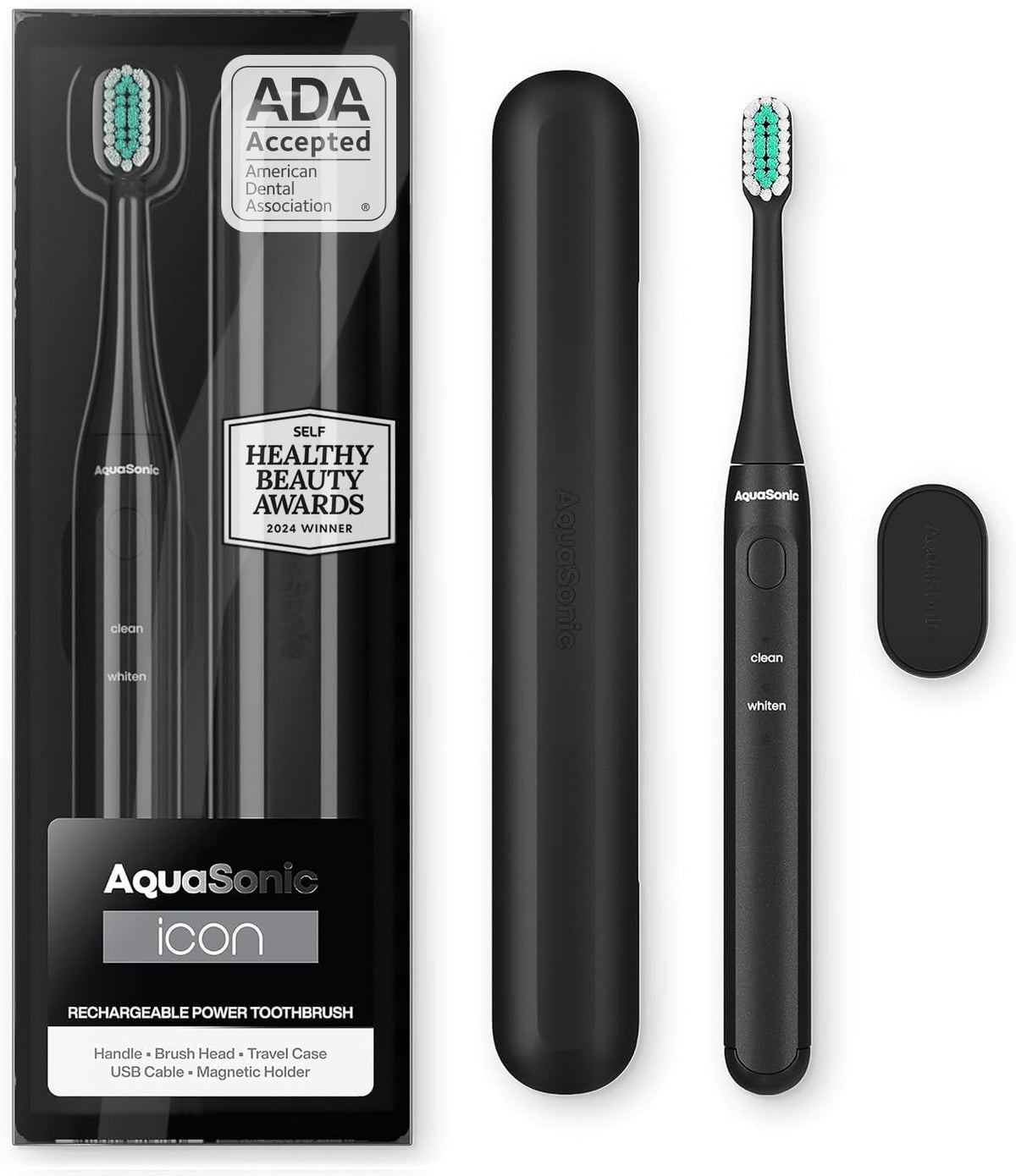 Aquasonic Icon Micro-Vibrating Sonic Toothbrush - ADA-Accepted - Lilac
