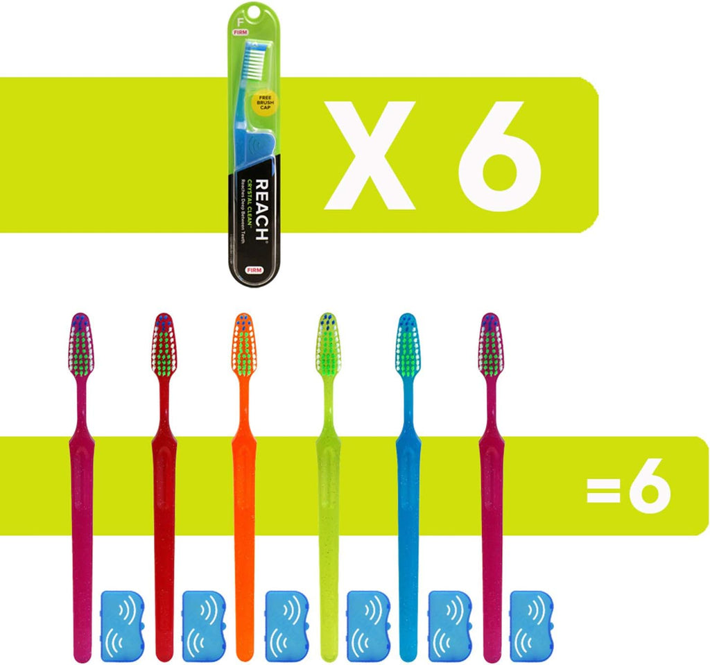Reach Crystal Clean Firm Bristle Toothbrushes, 6 Pack