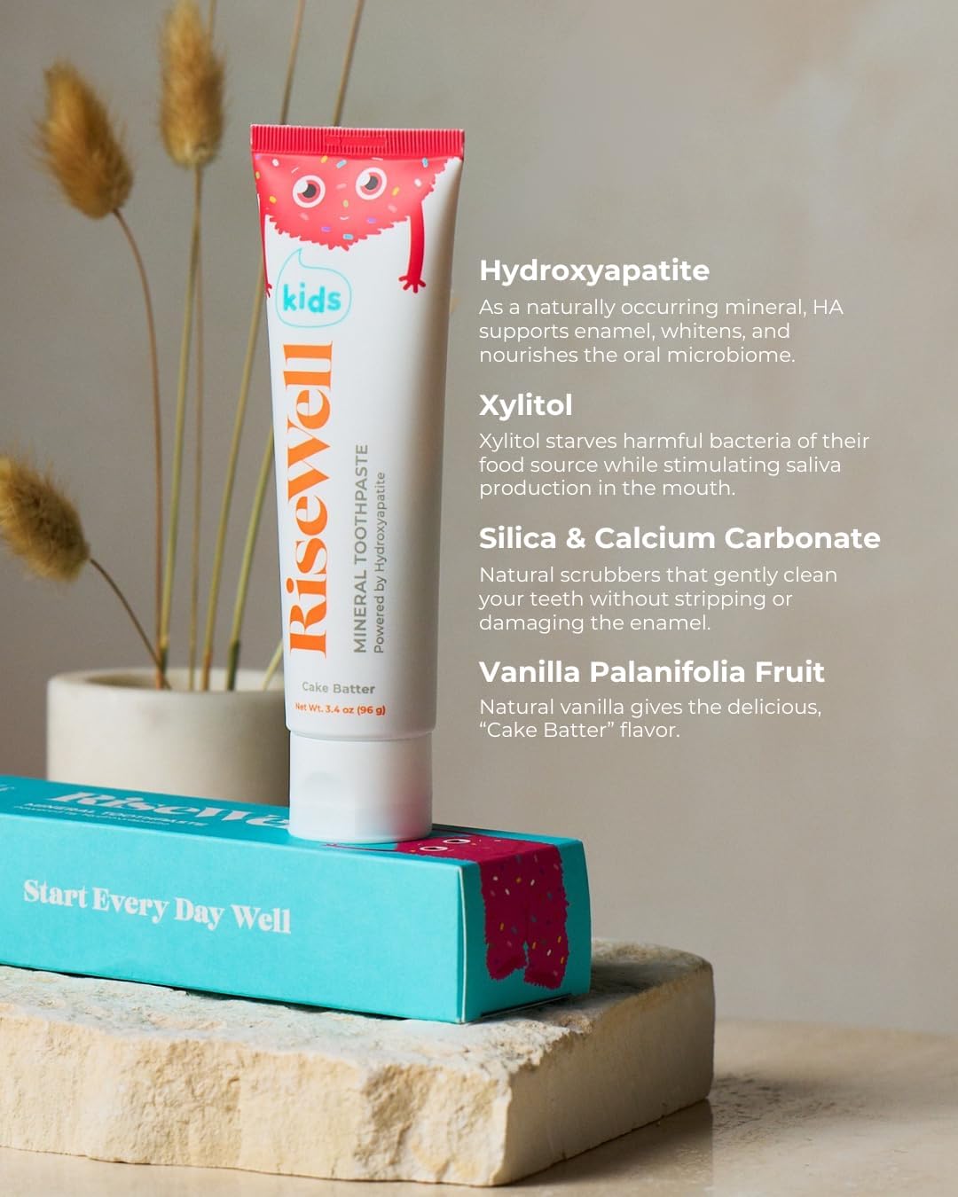 Mineral Toothpaste for Kids, Made in USA, Cake Batter Flavor, 3.4 Oz