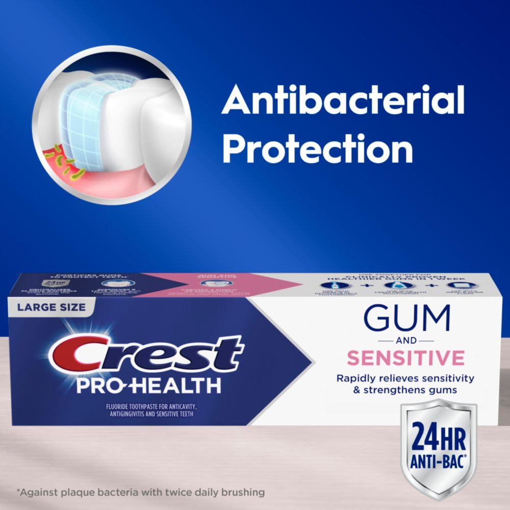 Crest Pro-Health Sensitive and Gum All Day Protection Toothpaste 4.8 oz- Anti cavity, Antibacterial Fluoride , Clinically Proven, Sensitivity