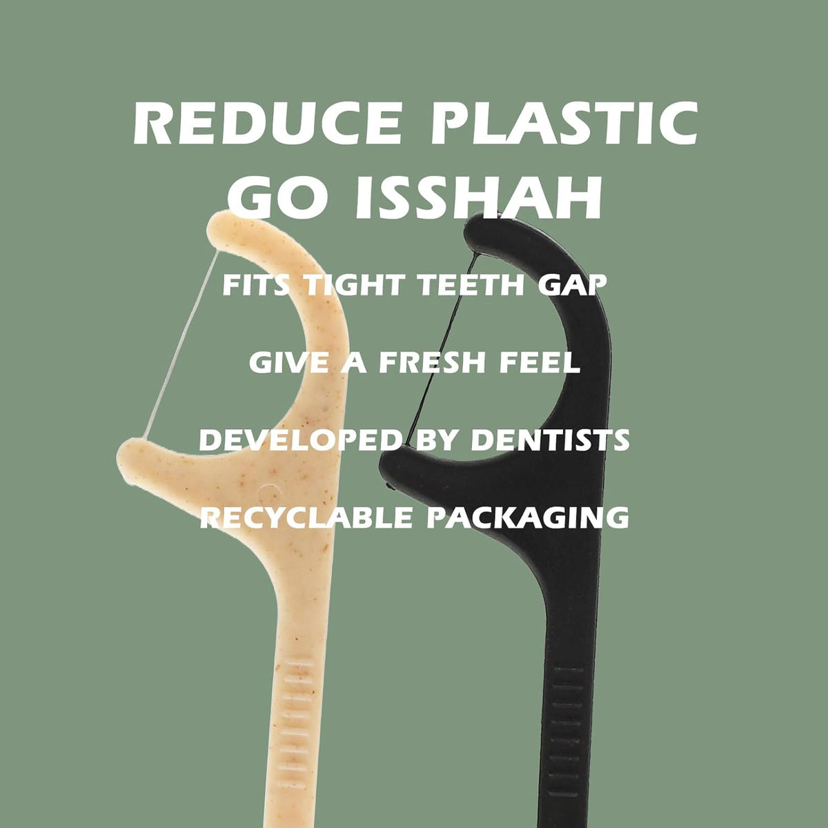 Isshah Corn Starch Natural Dental Floss Picks - 200 Count - Mint
