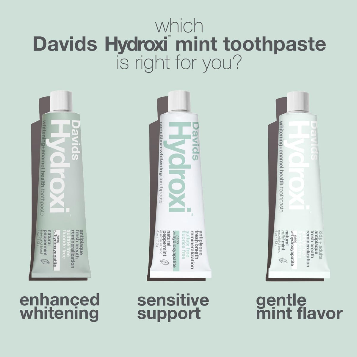 Davids Nano Hydroxyapatite Whitening Enamel Health SLS Free Peppermint 4oz