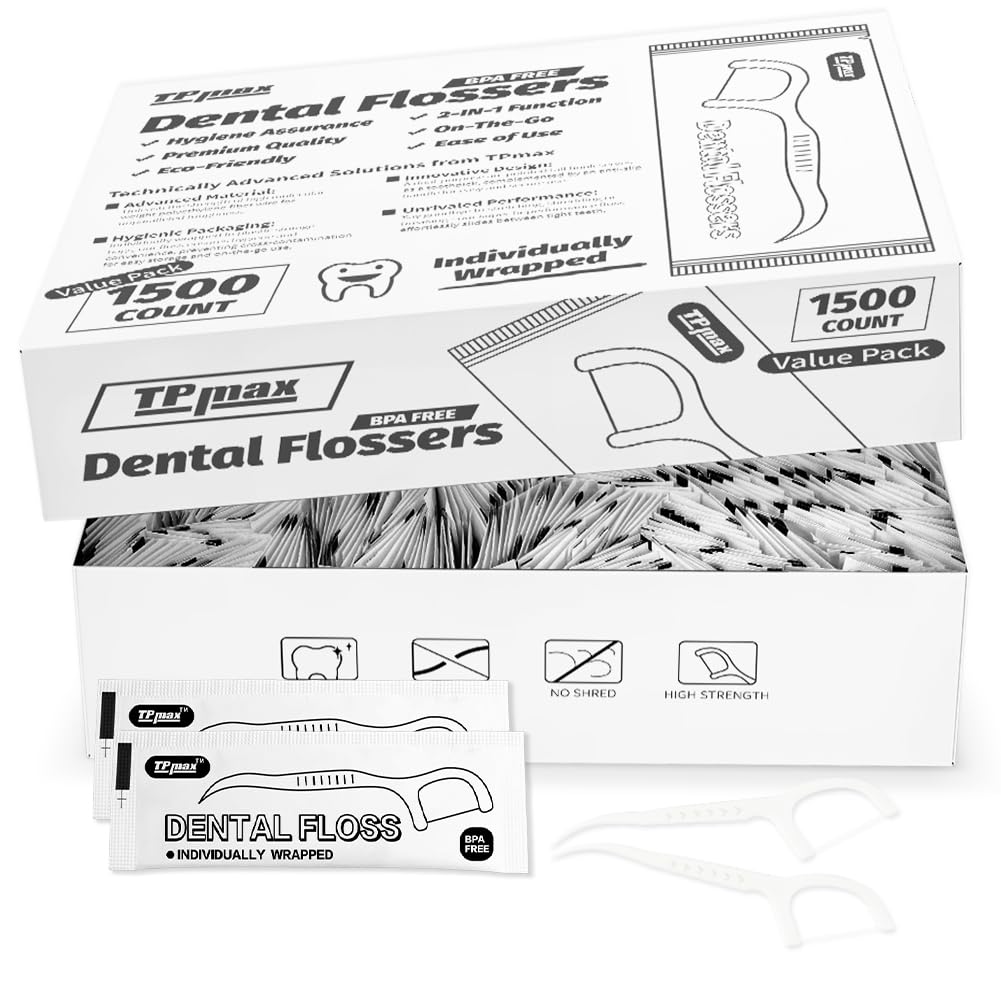 500 Count Dental Flossers Each Individually Wrapped, Floss Singles Bag, Travel Hotel Restaurant Office Car Dental Floss, Floss Picks Oral Care Teeth Clean Flat Wire