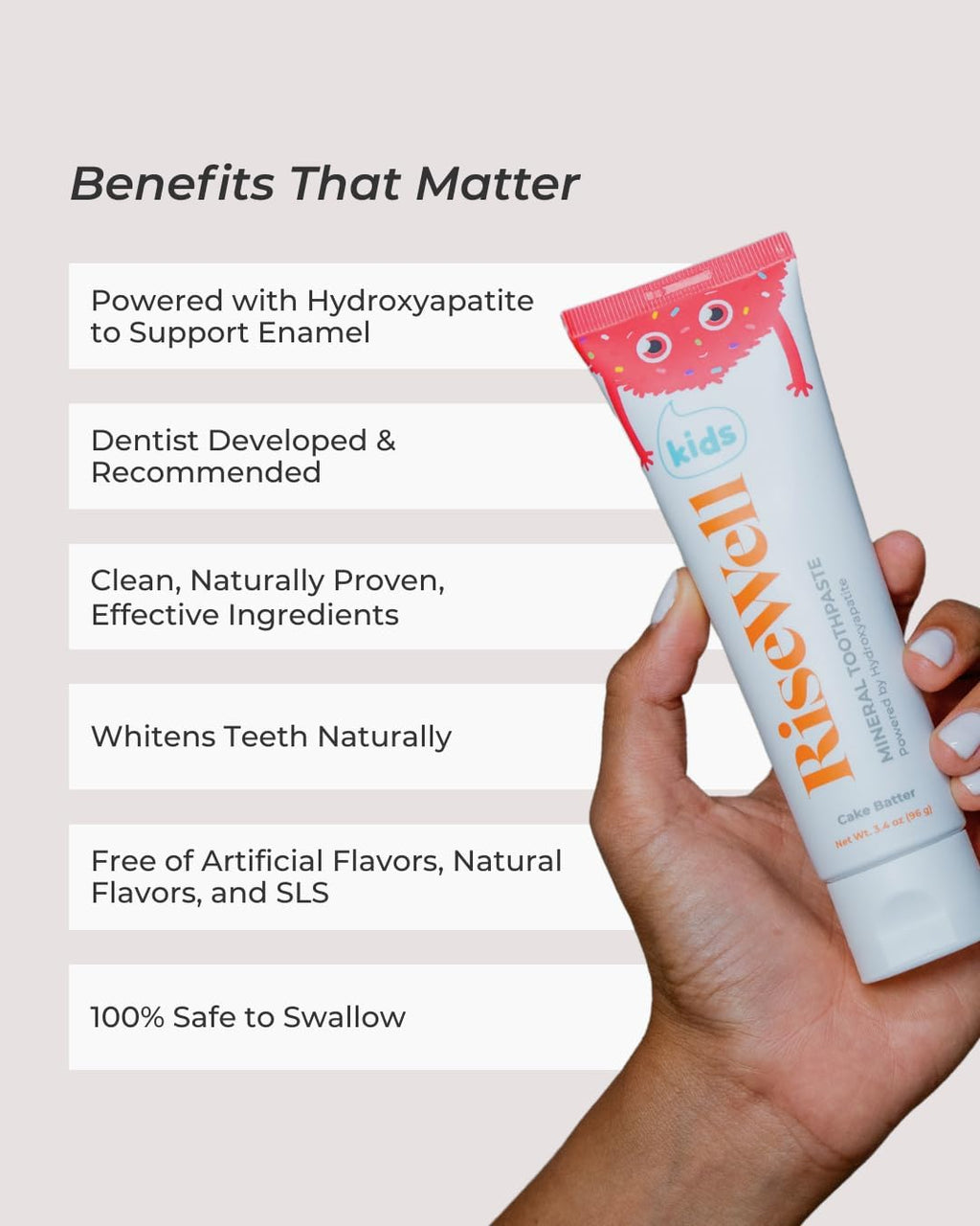 Mineral Toothpaste for Kids, Made in USA, Cake Batter Flavor, 3.4 Oz