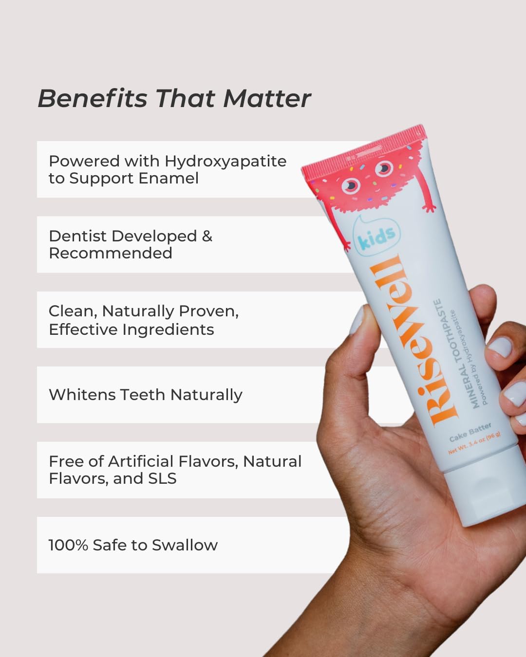 Mineral Toothpaste for Kids, Made in USA, Cake Batter Flavor, 3.4 Oz