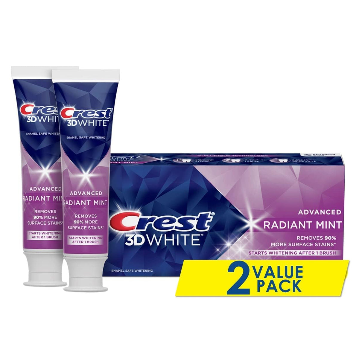 Crest 3D White Advanced, Teeth Whitening Toothpaste for Adults, 3.7 oz, 4 Pack, Cavity Protection Fluoride Toothpaste, Strengthens Enamel, Travel Size Toiletries