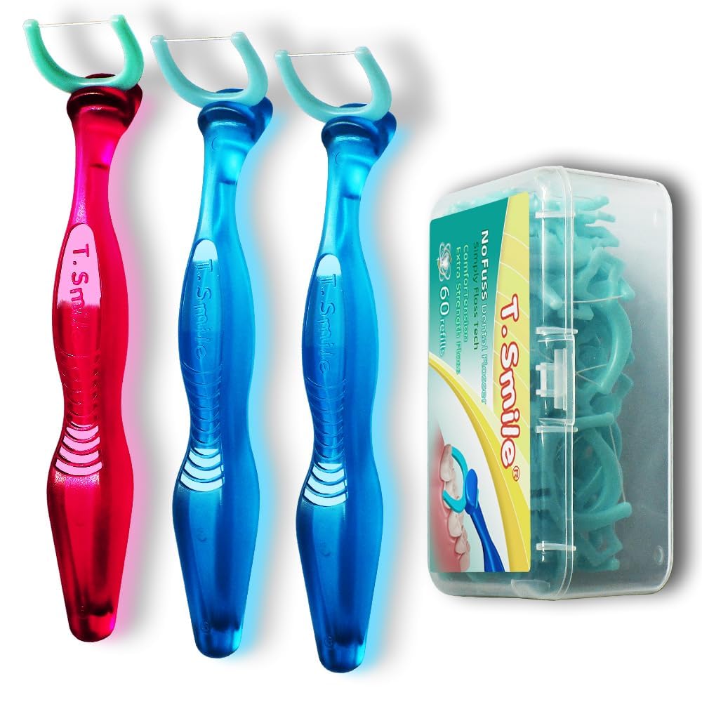 T.Smile NoFuss Dental Flosser Refill Heads, Extra Strength Floss for Comfortable Clean, Fluoride Free, (200 Extra-Strength Floss Refills, Handle Not Included)