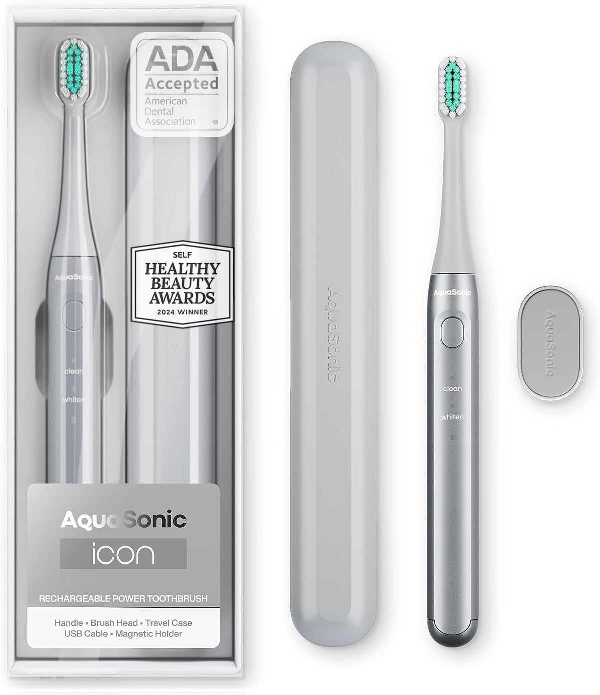 Aquasonic Icon Micro-Vibrating Sonic Toothbrush - ADA-Accepted - Lilac