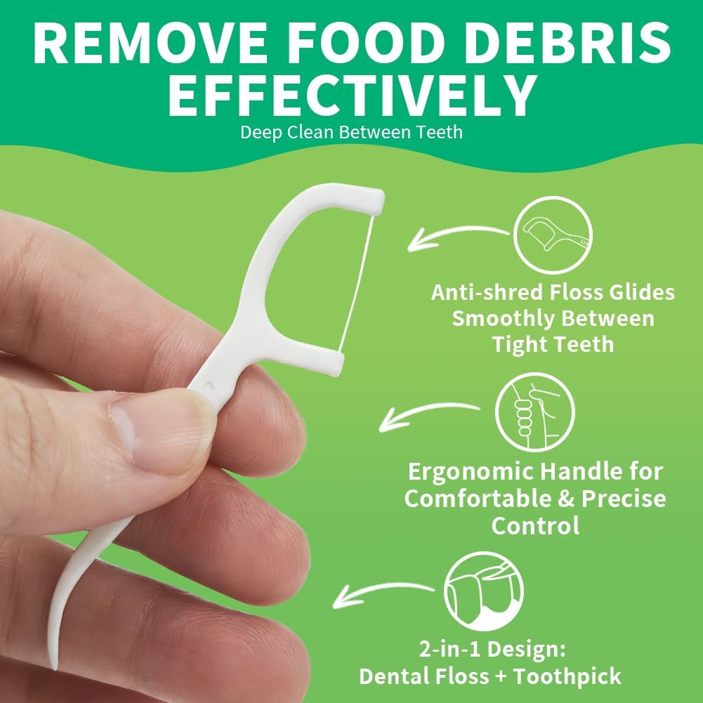 500 Count Dental Flossers Each Individually Wrapped, Floss Singles Bag, Travel Hotel Restaurant Office Car Dental Floss, Floss Picks Oral Care Teeth Clean Flat Wire
