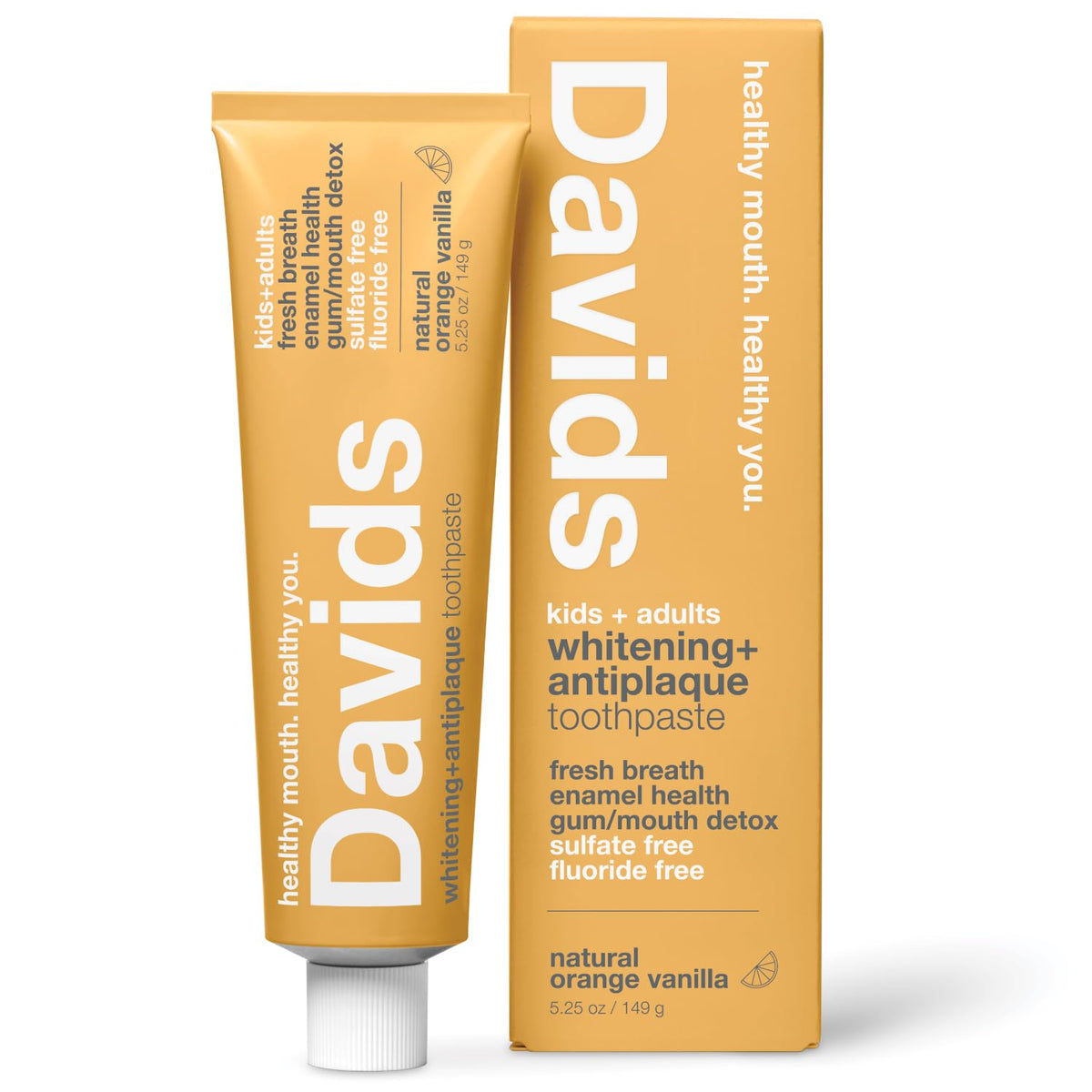 Davids Fluoride Free Toothpaste Teeth Whitening SLS Free Spearmint 5.25oz