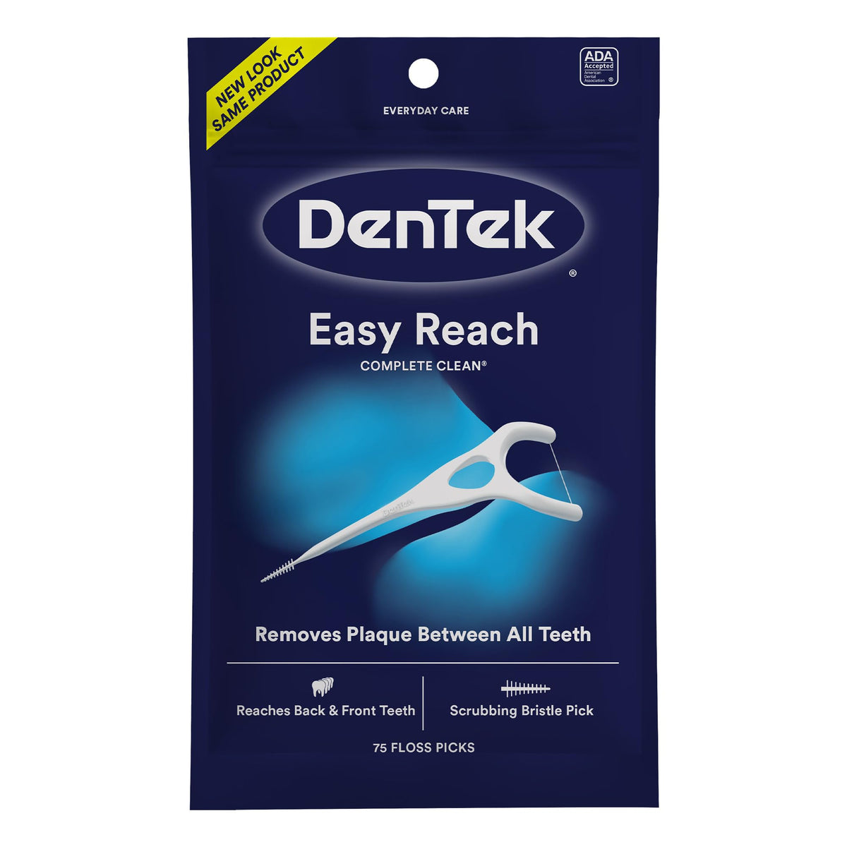 Dentek Floss Picks, Easy Reach for Complete Clean, 75 Count, Pack of 3