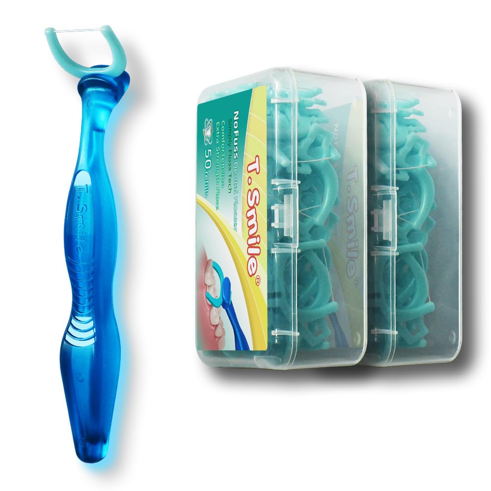 T.Smile NoFuss Dental Flosser Refill Heads, Extra Strength Floss for Comfortable Clean, Fluoride Free, (200 Extra-Strength Floss Refills, Handle Not Included)