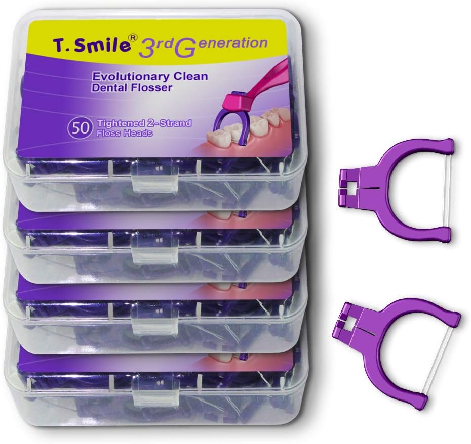 T.Smile Evolutionary Clean Dental Flossers, Kit of Refills Plus Long Handle (200 T-Tension Refills)