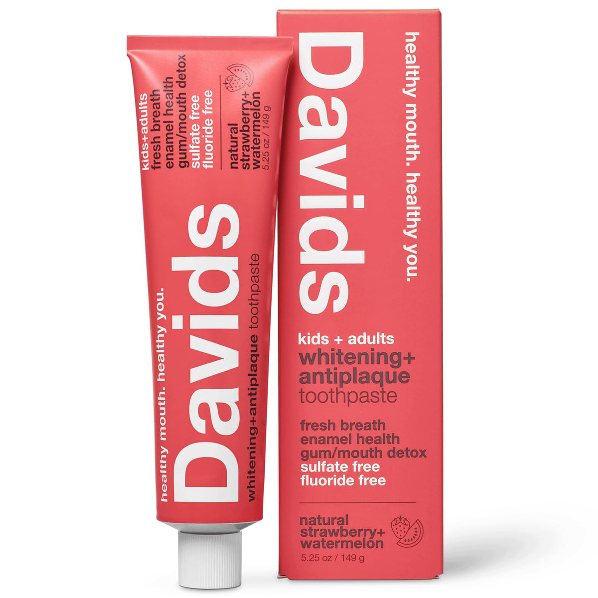 Davids Fluoride Free Toothpaste Teeth Whitening SLS Free Spearmint 5.25oz