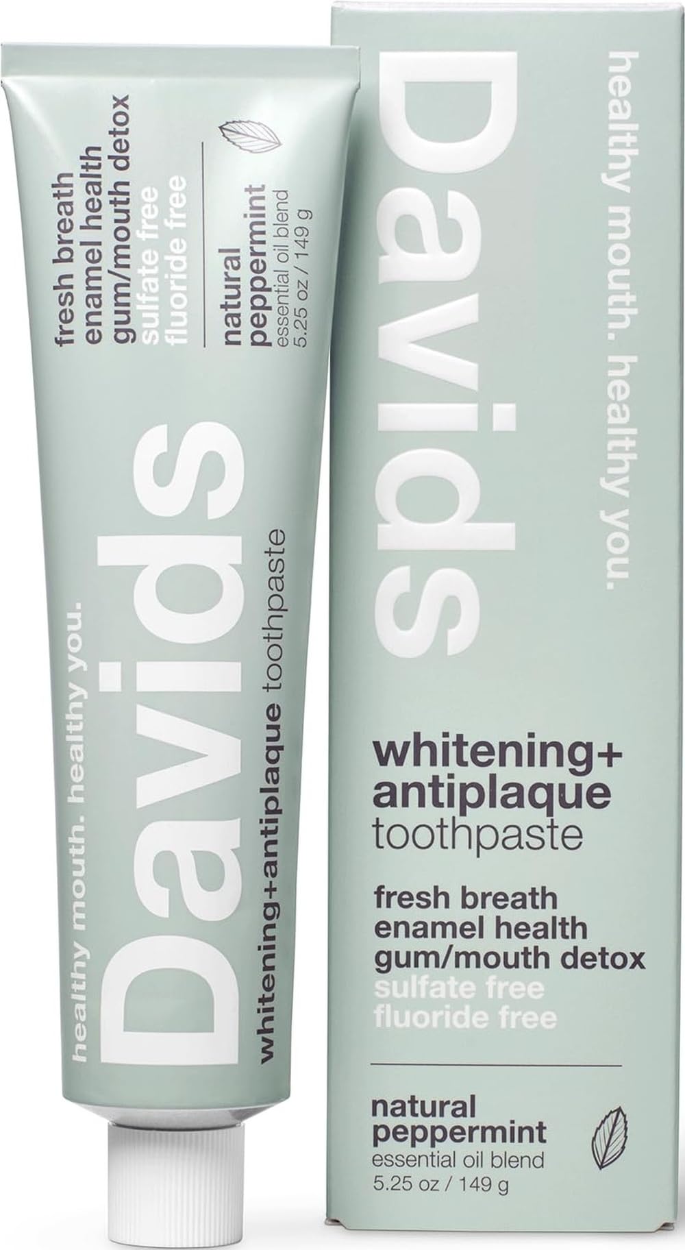 Davids Fluoride Free Toothpaste Teeth Whitening SLS Free Spearmint 5.25oz