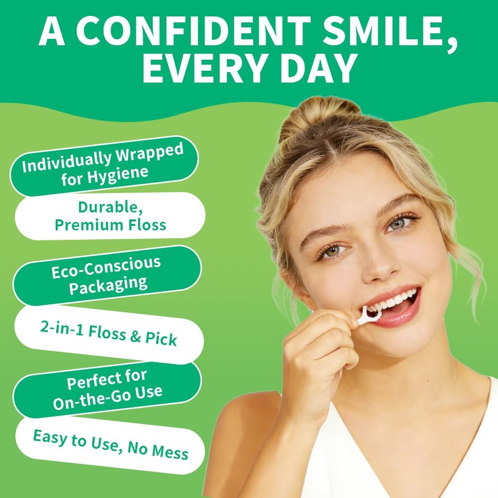 500 Count Dental Flossers Each Individually Wrapped, Floss Singles Bag, Travel Hotel Restaurant Office Car Dental Floss, Floss Picks Oral Care Teeth Clean Flat Wire