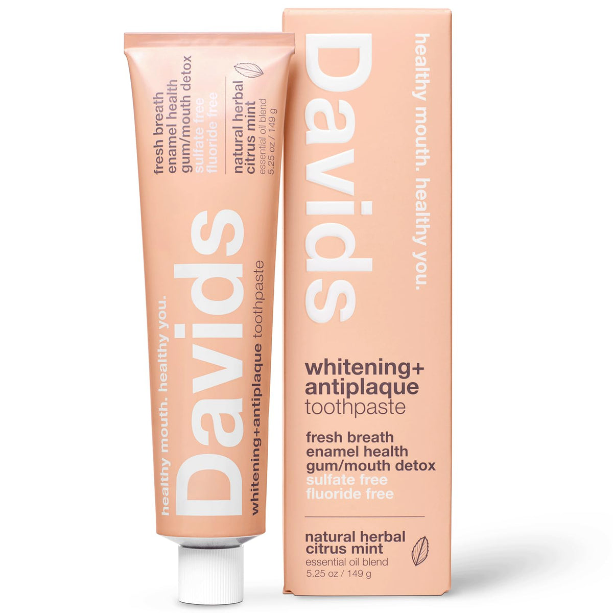 Davids Fluoride Free Toothpaste Teeth Whitening SLS Free Spearmint 5.25oz