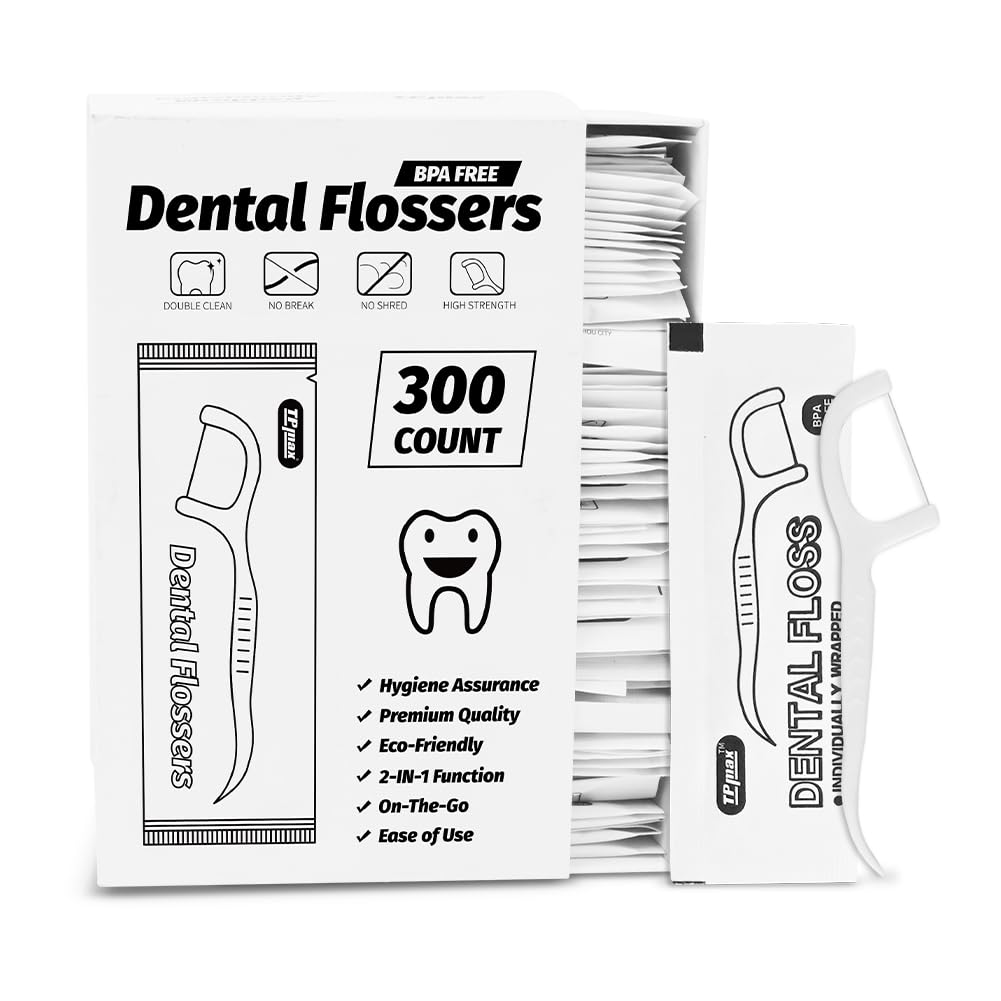 500 Count Dental Flossers Each Individually Wrapped, Floss Singles Bag, Travel Hotel Restaurant Office Car Dental Floss, Floss Picks Oral Care Teeth Clean Flat Wire