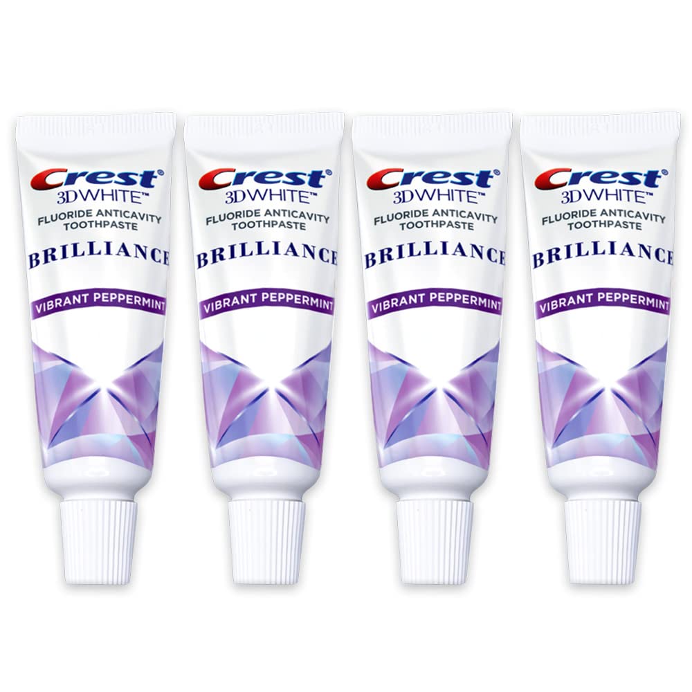 Crest 3D White Advanced, Teeth Whitening Toothpaste for Adults, 3.7 oz, 4 Pack, Cavity Protection Fluoride Toothpaste, Strengthens Enamel, Travel Size Toiletries