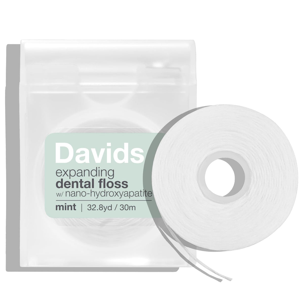 Davids Expanding Dental Floss Refillable Dispenser No Break Waxed 66 yd
