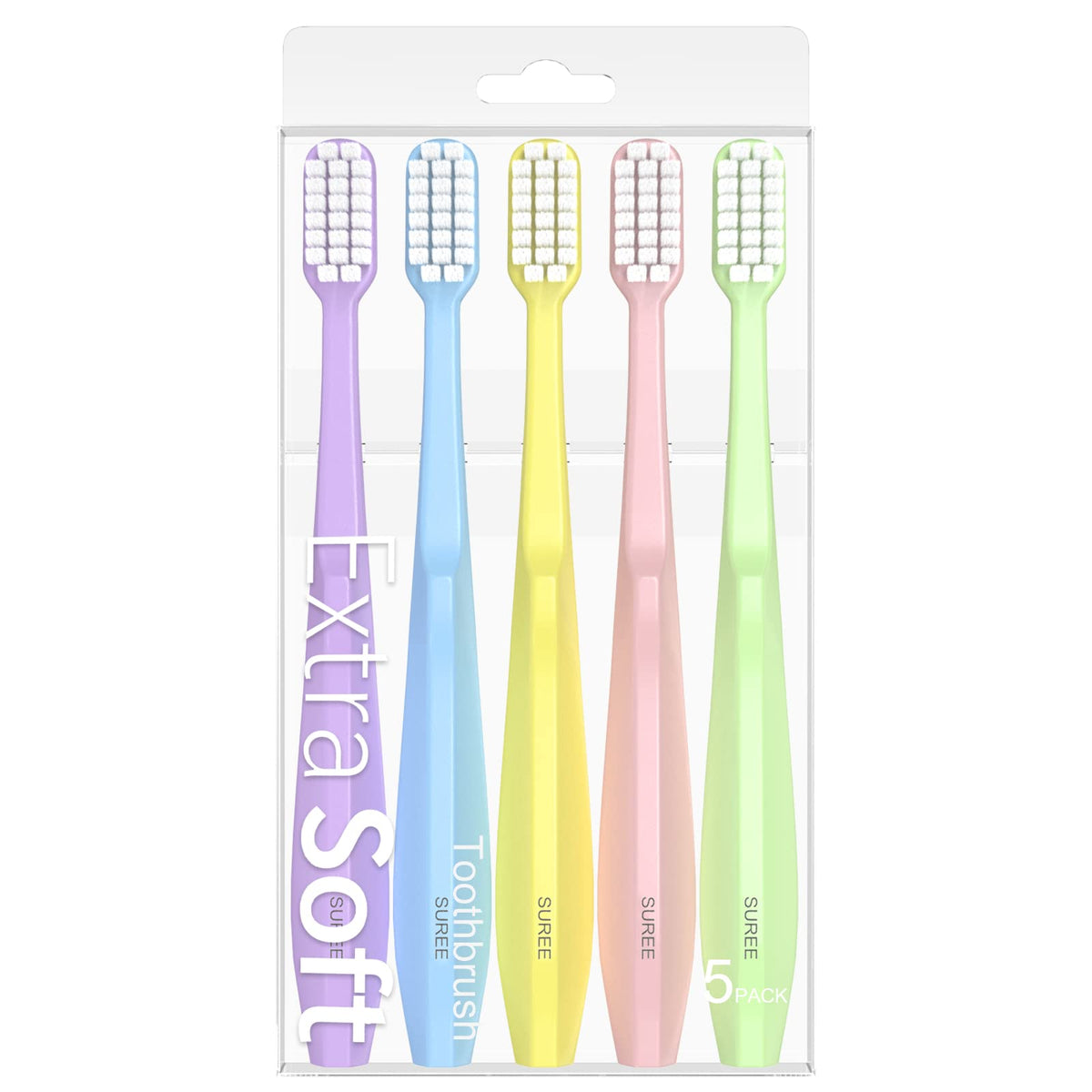 SUREE Extra Soft Toothbrush for Sensitive Teeth, Upgraded 10000 Ultra Soft Bristles for Adults & Elders, Manual Travel Toothbrush with Individual Portable Case (4 Pack)