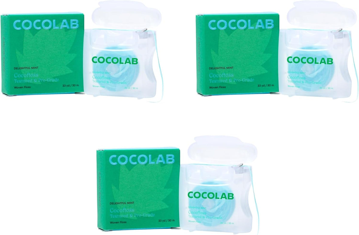 Cocofloss Expanding Woven Dental Floss by COCOLAB, Mint Scent, 3-Pack