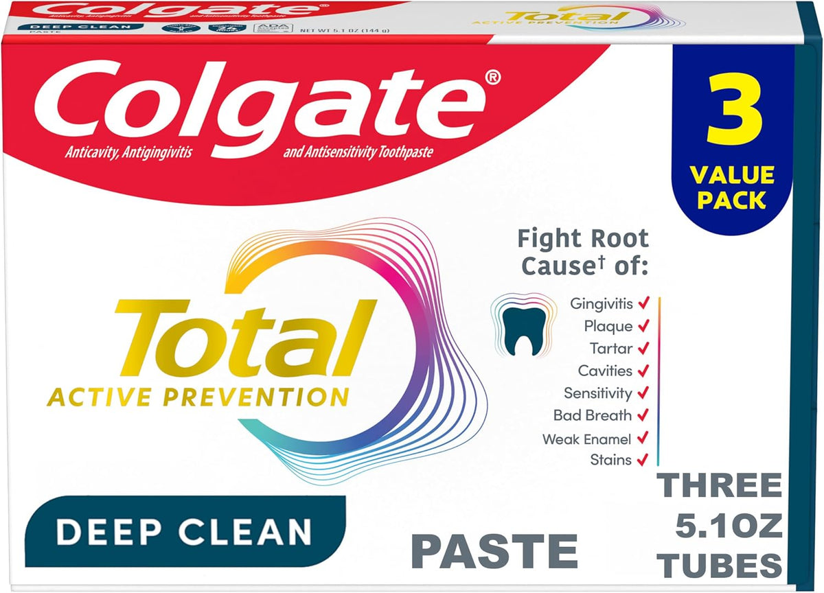 Colgate Total Deep Clean Toothpaste, Mint, 3 Pack, 5.1 oz