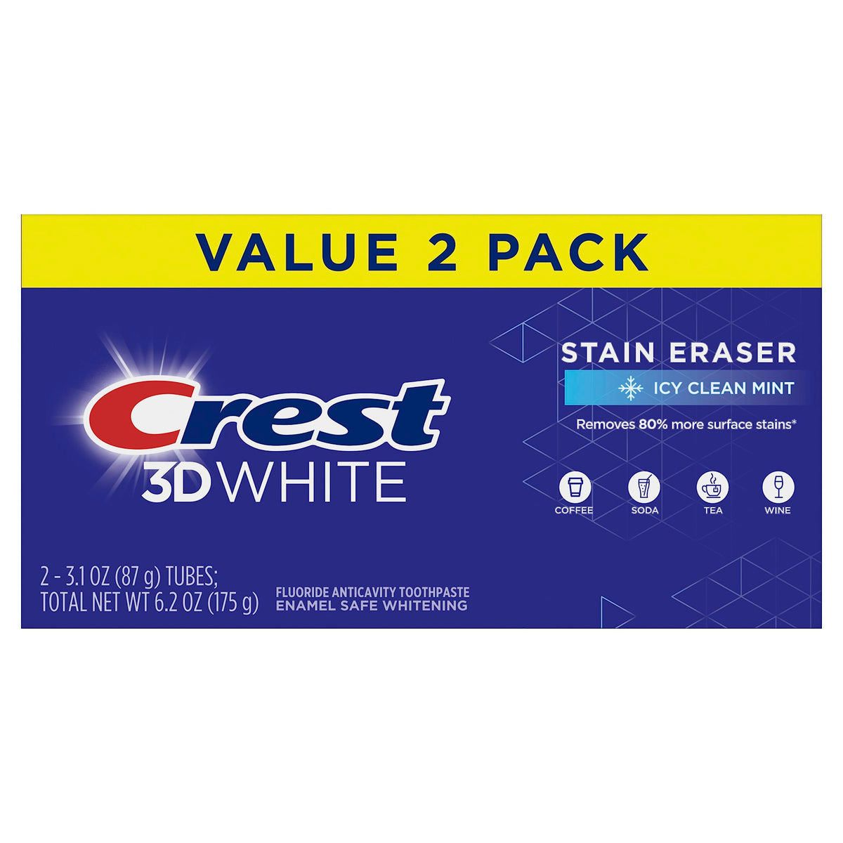 Crest 3D White Advanced, Teeth Whitening Toothpaste for Adults, 3.7 oz, 4 Pack, Cavity Protection Fluoride Toothpaste, Strengthens Enamel, Travel Size Toiletries