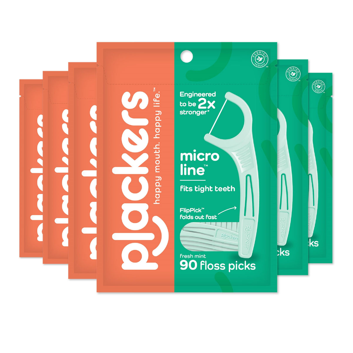 Plackers Micro Line Floss Picks, Intense Mint, 150 Count