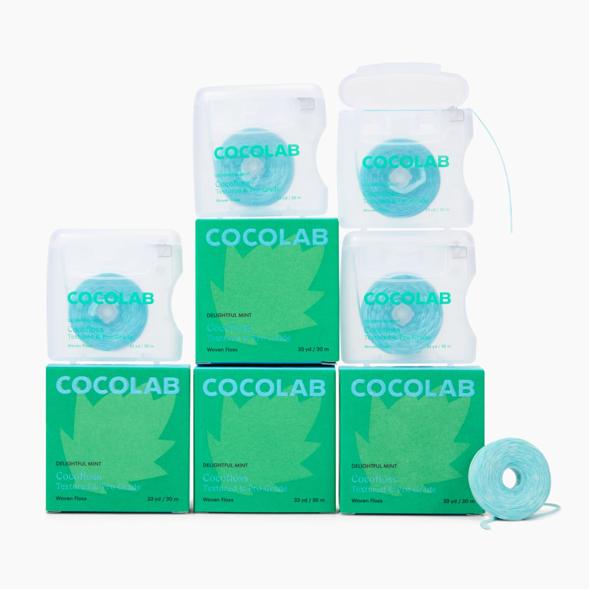 Cocofloss Expanding Woven Dental Floss by COCOLAB, Mint Scent, 3-Pack