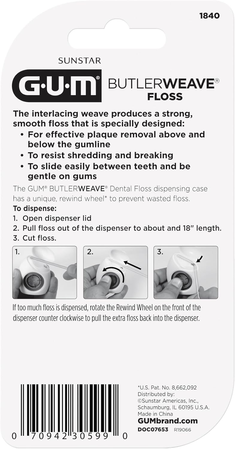 GUM ButlerWeave Woven Dental Floss, Mint Waxed, 1 Count