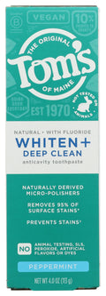 Tom's of Maine Whiten Plus Deep Clean Whitening Toothpaste, Peppermint, 4oz
