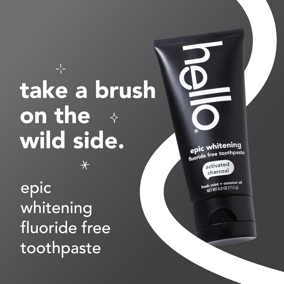 hello Epic Whitening Activated Charcoal Fluoride Free Toothpaste, 3Pk, 4 oz