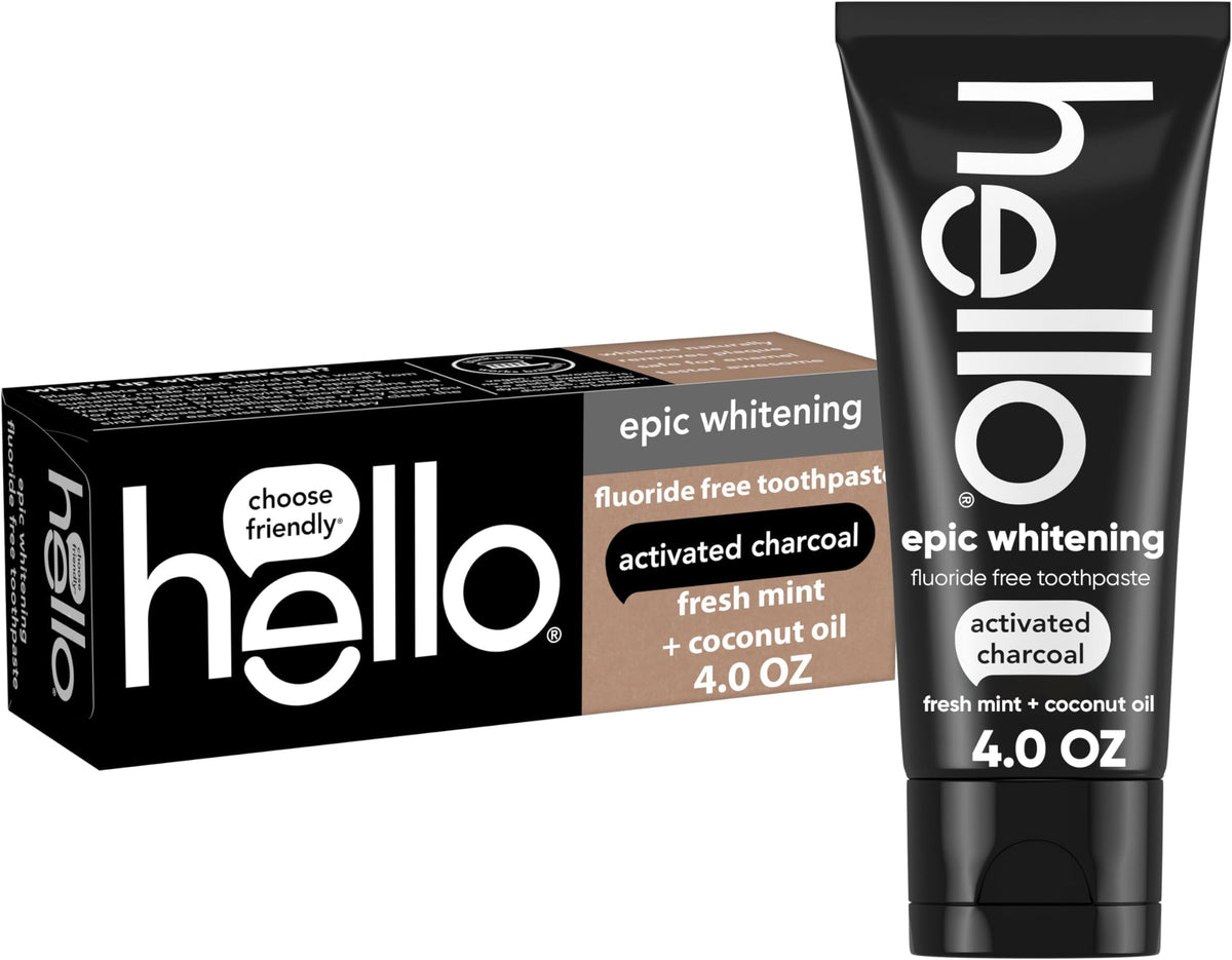 hello Epic Whitening Activated Charcoal Fluoride Free Toothpaste, 3Pk, 4 oz