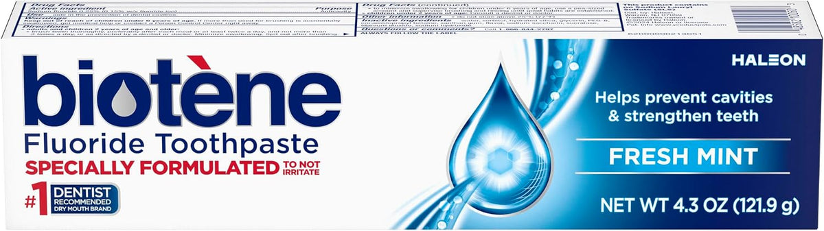 Biotene Fluoride Toothpaste for Dry Mouth Symptoms, Fresh Mint, 4.3 oz