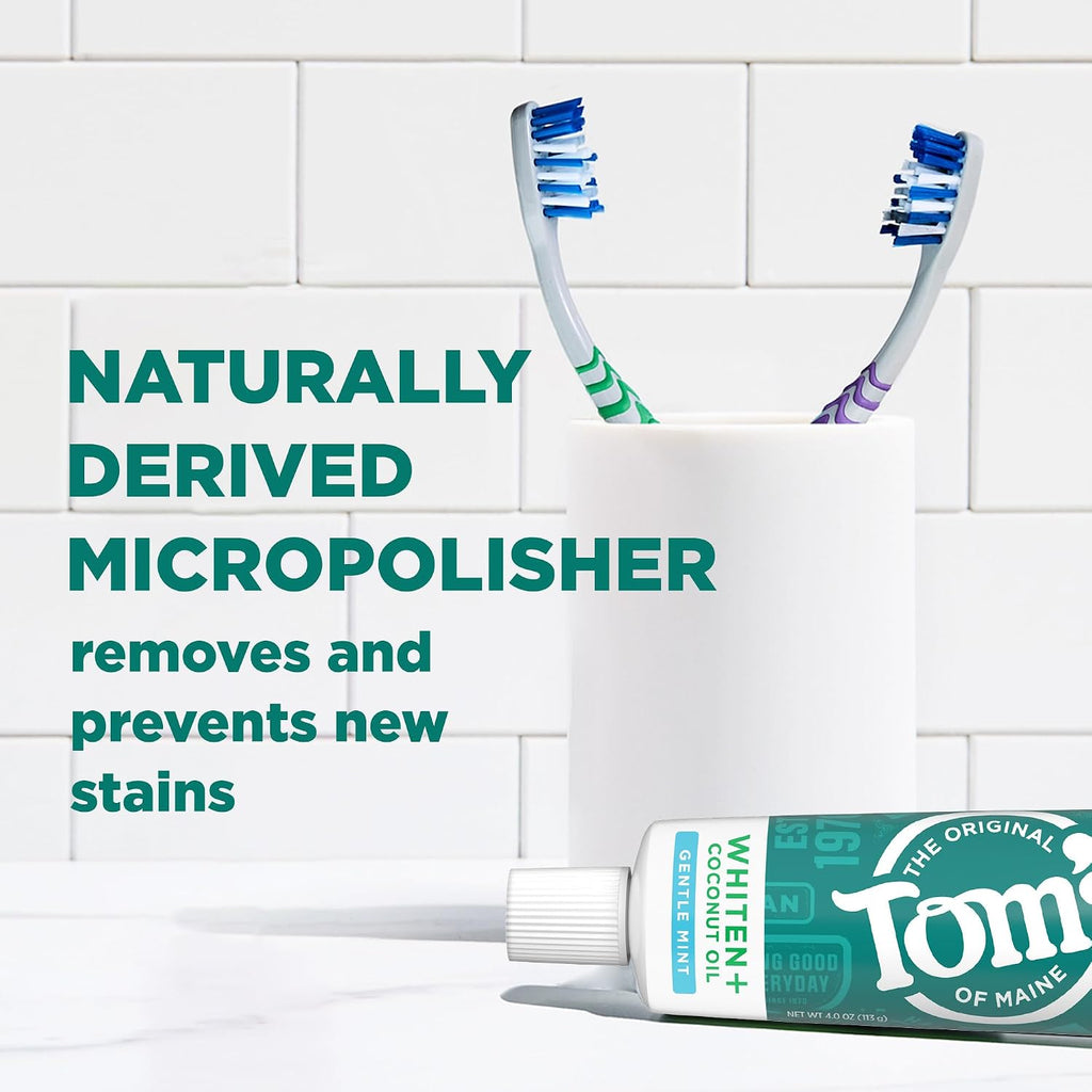 Tom's of Maine Whiten Plus Coconut Oil Whitening Toothpaste, Mint, 4 oz