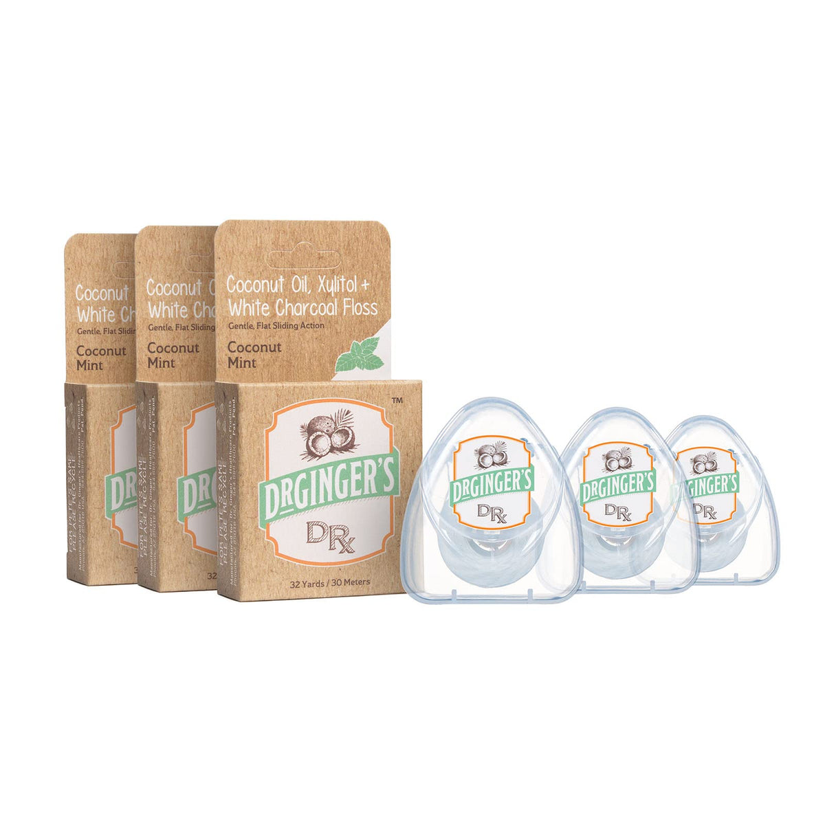 Dr. Ginger’s Expanding Dental Floss with Coconut Oil, Coconut Mint, 3 Pack