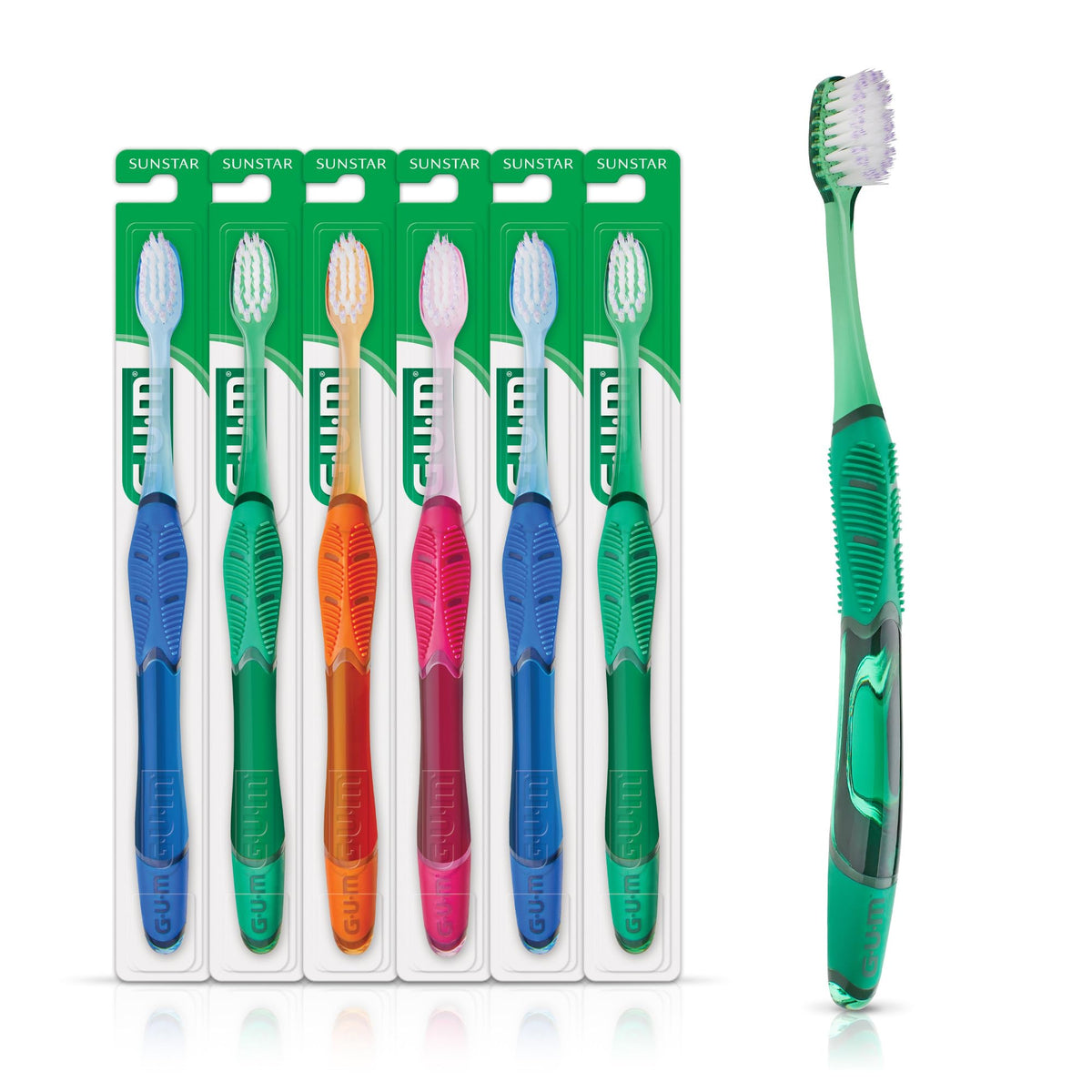 GUM Technique Deep Clean Toothbrush - Compact Head - Soft Toothbrushes for Adults with Sensitive Soft Bristles, 3 Count