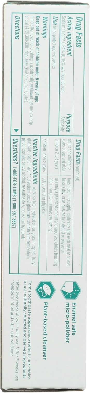 Tom's of Maine Whiten Plus Deep Clean Whitening Toothpaste, Peppermint, 4oz