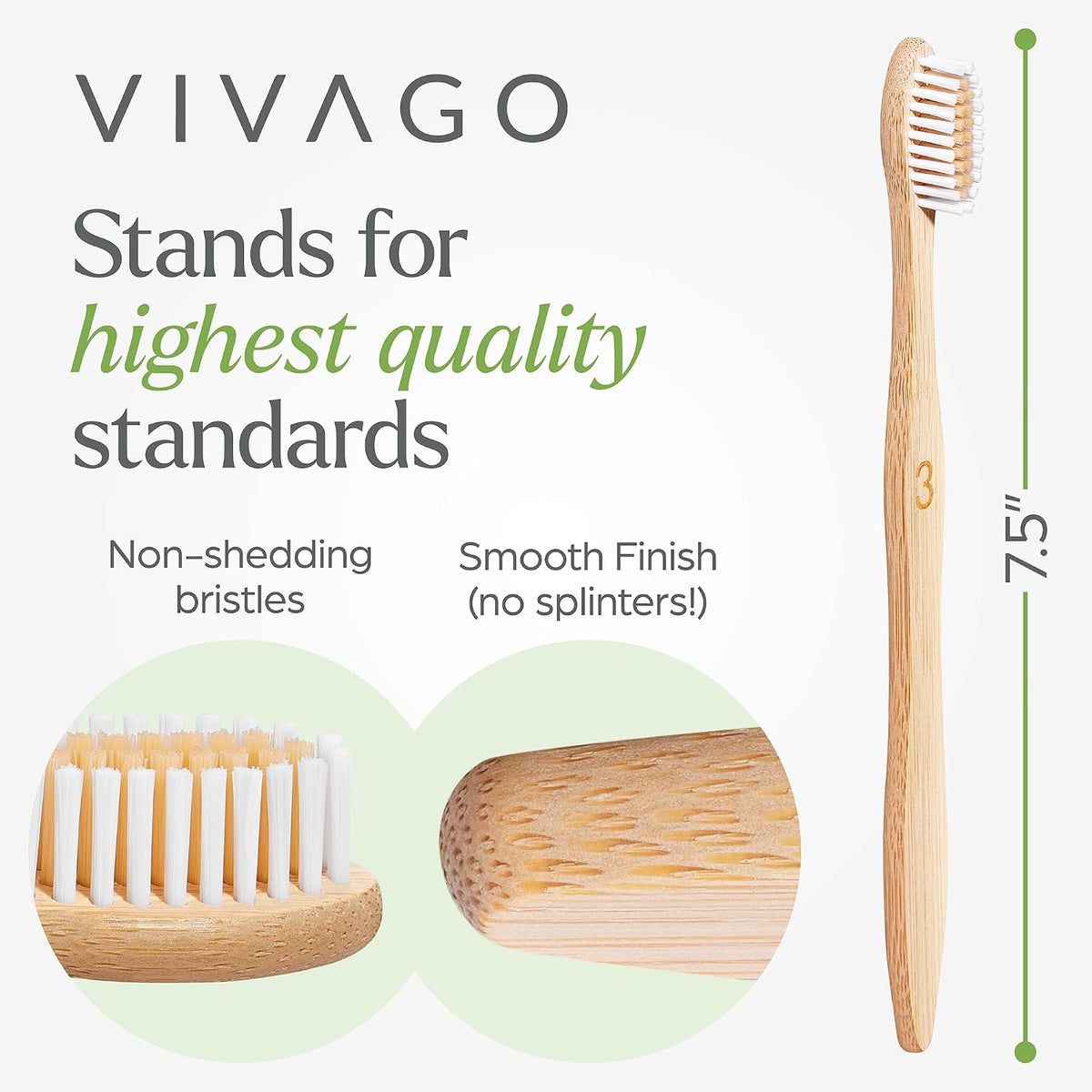 VIVAGO Bamboo Toothbrushes 10 Pack - Soft Bristles Toothbrushes for Adults